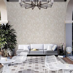 Tapet Vinil Superlavabil, tratat UV, Antibacterian, Ignifug, model Abstract, bej-crem, rola - 1.06m x 10m = 10.6mp