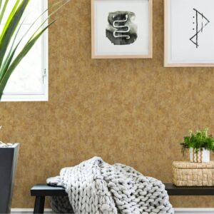 Tapet Vinil Superlavabil, tratat UV, Antibacterian, Ignifug, model Abstract, maro-auriu, rola - 1.06m x 10m = 10.6mp