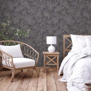 Tapet Vinil Superlavabil, tratat UV, Antibacterian, Ignifug, model Beton, gri inchis, rola – 1.06m x 10m = 10.6mp