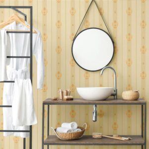 Tapet Vinil Superlavabil, tratat UV, Antibacterian, Ignifug, model Damasc, bej-crem, rola – 1.06m x 10m = 10.6mp