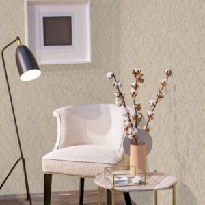 Tapet Vinil Superlavabil, Model Floral, Bej, UV, Antibacterian, Ignifug, Rolă 10.6 mp