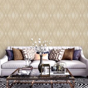 Tapet Vinil Superlavabil, Model Geometric, Bej, UV, Antibacterian, Ignifug, Rolă 10.6 mp