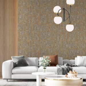 Tapet Vinil Superlavabil, Model Geometric, Gri-Bronz, UV, Antibacterian, Ignifug, Rolă 10.6 mp