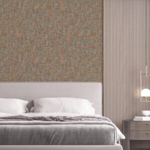 Tapet Vinil Superlavabil,Model Geometric, Gri-Bronz, UV, Antibacterian, Ignifug, Rolă 10.6 mp