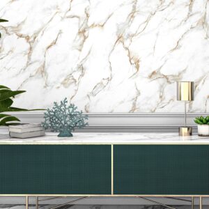 Tapet Vinil Superlavabil, Model Marmura, Alb, UV, Antibacterian, Ignifug, Rolă 10.6 mp