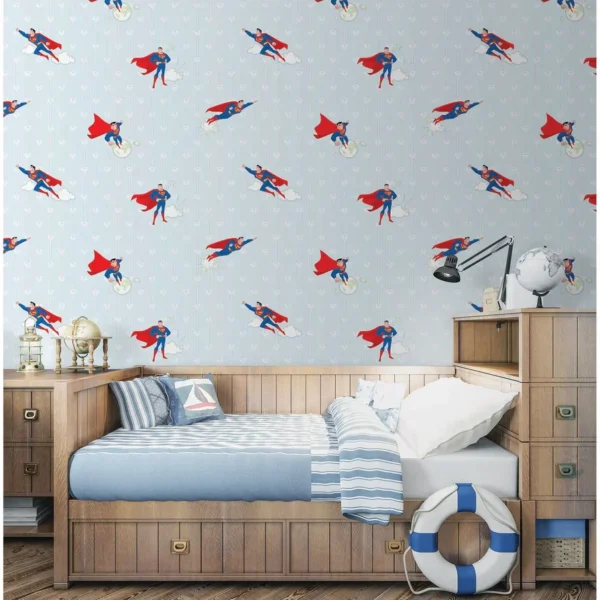 Tapet Copii Superman, Vinil Superlavabil, tratat UV, Antibacterian, Ignifug, rola - 1.06m x 10m = 10.6mp - imagine 3