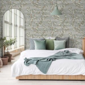 Tapet Vinil Superlavabil 3D, Model Floral, Verde, UV, Antibacterian, Ignifug, Rolă 10.6 mp