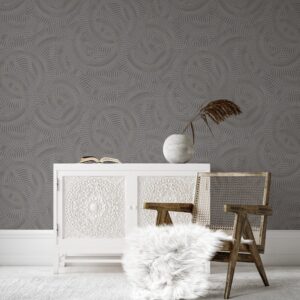 Tapet Vinil Superlavabil, Model Geometric, Grej, UV, Antibacterian, Ignifug, Rolă 10.6 mp