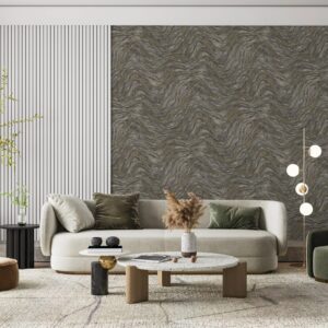 Tapet Vinil Superlavabil, Model Marmura, Gri Inchis Accente Aurii, UV, Antibacterian, Ignifug, Rolă 10.6 mp