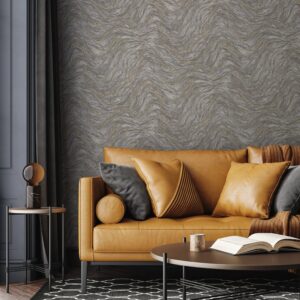 Tapet Vinil Superlavabil, Model Marmura, Gri Insertii Aurii, UV, Antibacterian, Ignifug, Rolă 10.6 mp