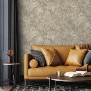 Tapet Vinil Superlavabil, Model Stucco, Crem , UV, Antibacterian, Ignifug, Rolă 10.6 mp