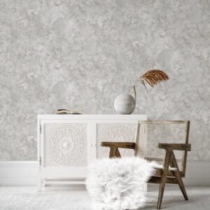 Tapet Vinil Superlavabil, Model Stucco, Gri Argintiu, UV, Antibacterian, Ignifug, Rolă 10.6 mp