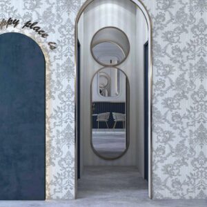 Tapet Vinil Superlavabil, Model Damasc, Argintiu, UV, Antibacterian, Ignifug, Rola 10.6 mp