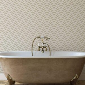 Tapet Vinil Superlavabil, Model Geometric, Alb-Bej, UV, Antibacterian, Ignifug, Rolă 10.6 mp