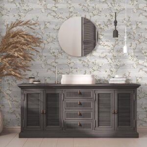 Tapet Vinil Superlavabil 3D, Model Floral, Alb, UV, Antibacterian, Ignifug, Rolă 10.6 mp