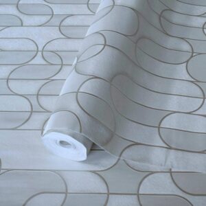 Tapet Vinil Superlavabil 3D, Model Geometric, Gri, UV, Antibacterian, Ignifug, Rolă 10.6 mp