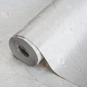 Tapet Vinil Superlavabil, Model Floral, Gri deschis, UV, Antibacterian, Ignifug, Rolă 10.6 mp